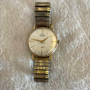 1950’s Men’s Waltham Swiss Made 17 Jewel Gold Ultra Slim Watch with Stretch Band